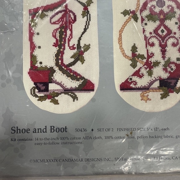 Vintage Something Special Doorknob Decor Cross stitch shoe boot - Picture 4 of 6